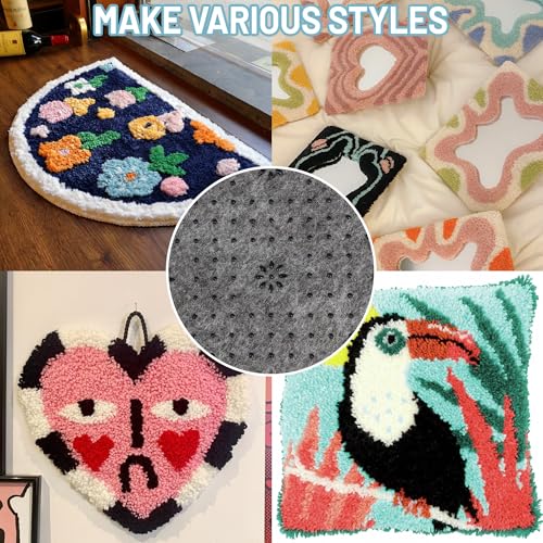 Image of 80 inchx 80 inch Non Slip Rug Backing pad tufting Cloth for Tufting Gun,Thick Carpet Edging Fabric with Plum Blossom Pattern for DIY Crafts