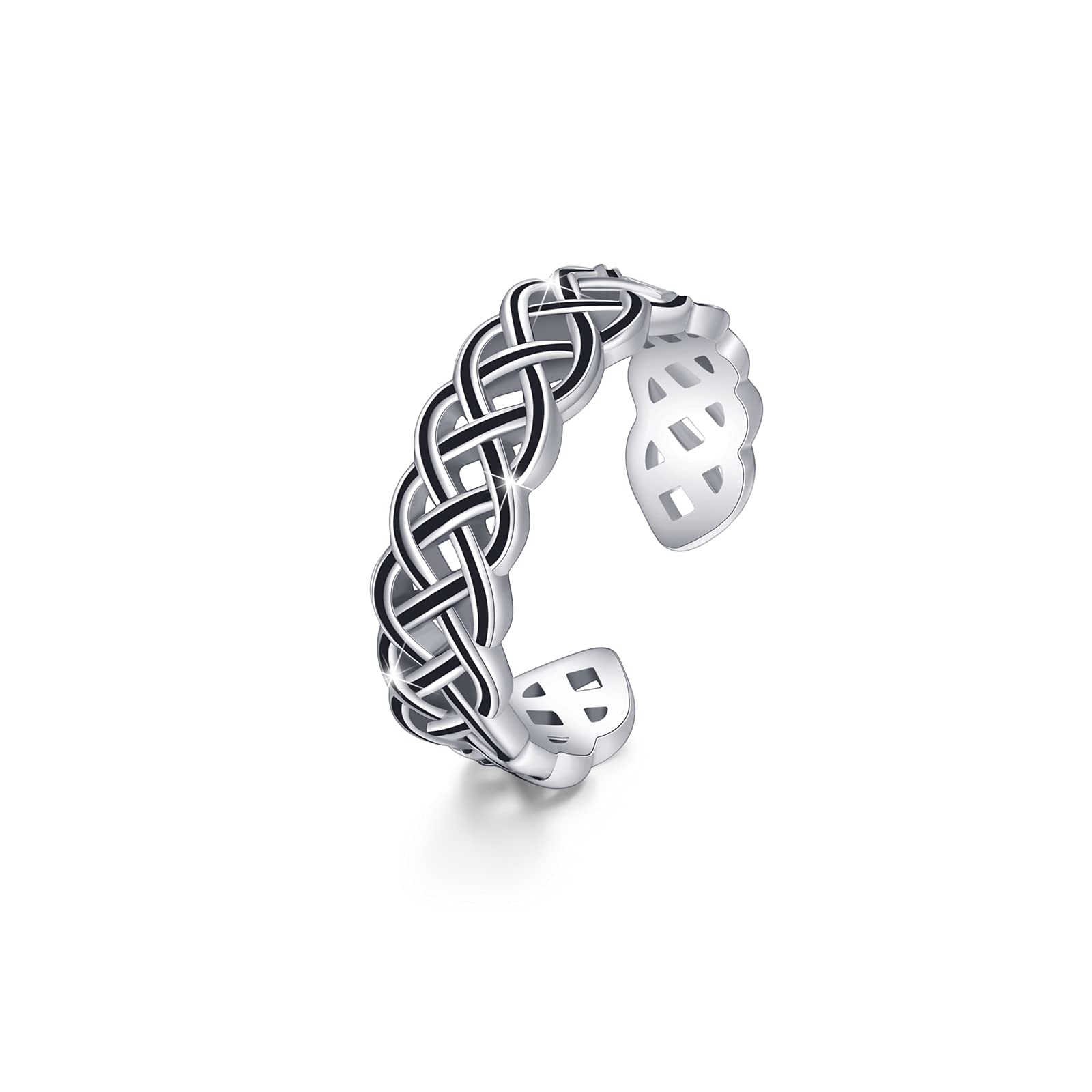 Keltischer Knoten Ringe Herren,925 Sterling Silber Keltischer Knoten Verstellbar Offener Ring für Damen Keltischer Schmuck Punk Ringe Valentinstag Keltischer Daumenring Mädchen Spiraler