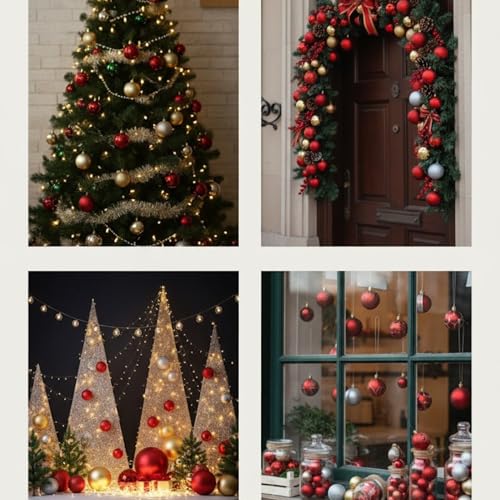 Image of Crackles Christmas Tree Hanging Balls 60MM (Set of 8) | Matt & Shiny Decorative Ornaments | Xmas Tree Decoration Items for Home, Office & Party -Random Colors