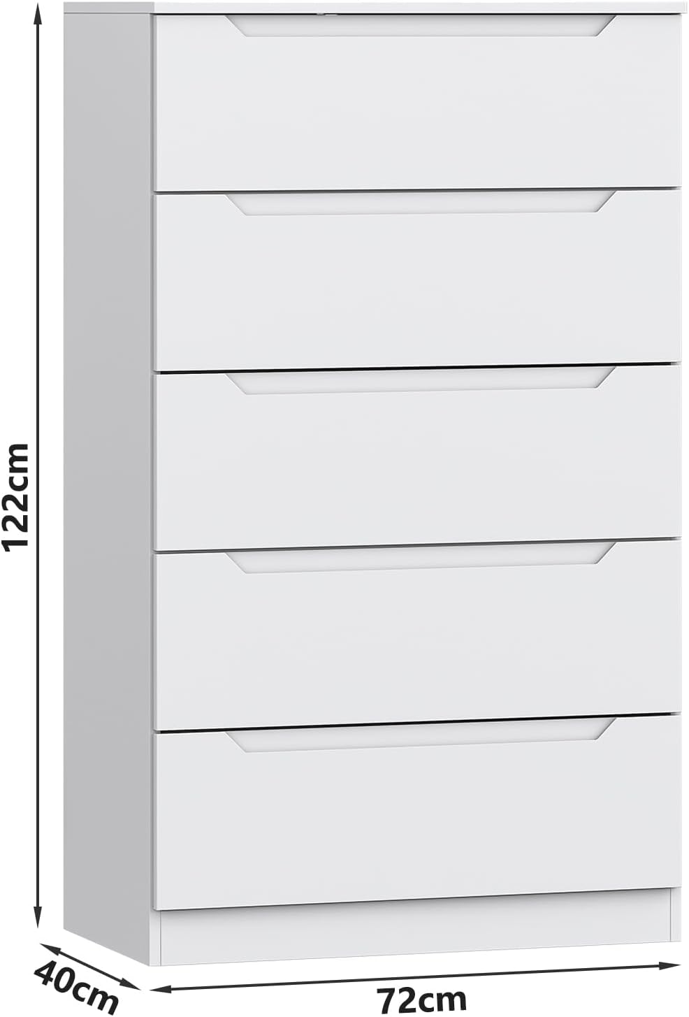 Winkalon White 5 Drawer Dresser for Bedroom, 48" H Tall Modern Chest of Drawers, Wood Storage Dresser with Deep Drawers for Living Room Hallway Entryway, White