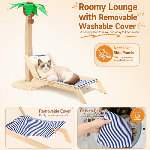 Rascador para gato torre con silla lounge 29.5 pulgadas miniatura 5
