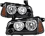VIPMOTOZ Black Housing OE-Style Headlight & Side Marker Corner Lamp Assembly For 2006-2010 Dodge Charger Halogen Model, Driver & Passenger Side