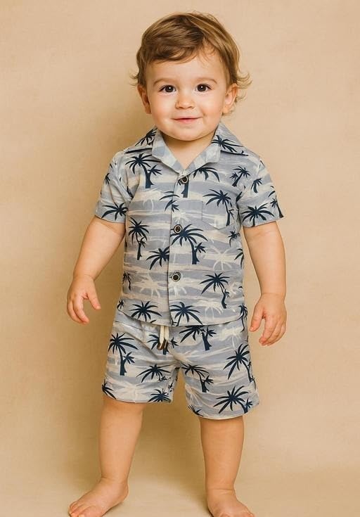 Baby Boy's Printed Summer Shirt & Pants Set| Comfortable, Breathable, Lightweight, Skin Friendly|SL_84-image-2