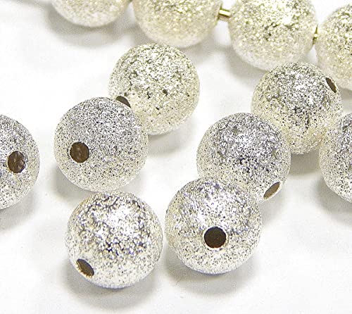 Brass Beads Stardust Metal Beads 4/6/8 mm Round Spacer Between Beads (4 mm, Silver - Pack of 50)