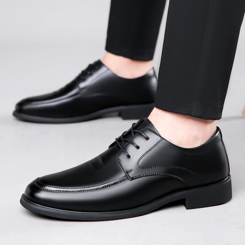 Formal Oxford Shoes for Men's Calfskin Leather Lace Up Non Slip Low Top Block Heel Anti-Slip Casual Wingtip Outdoor2