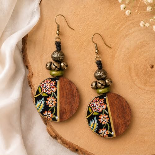 Image of Handcrafted Artistic & Tribal Earrings Collection for Women - Bohemian, Floral, Wooden & Ethnic Statement and Stud Designs