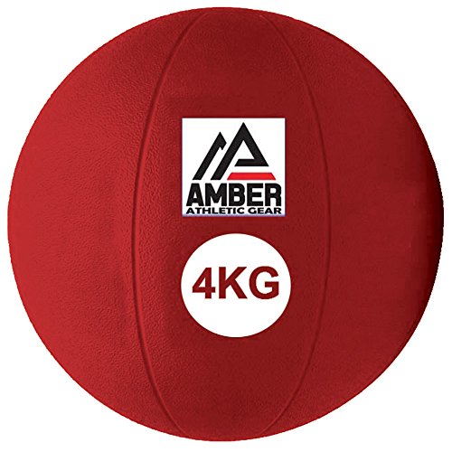 Amber Athletic Gear Rubber Medicine Ball - Bola de medicina de caucho, Rojo (Red), 4 kg