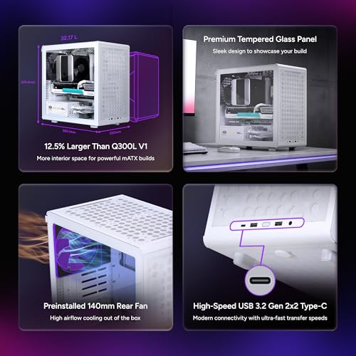 Image of Cooler Master Q300L V3 Micro-ATX PC Case, High Airflow, Tempered Glass | 366mm Graphics Card Support, 240mm AIO Support, Micro-ATX Motherboard, Magnetic Dust Filters, Customizable Modular I /O Panel