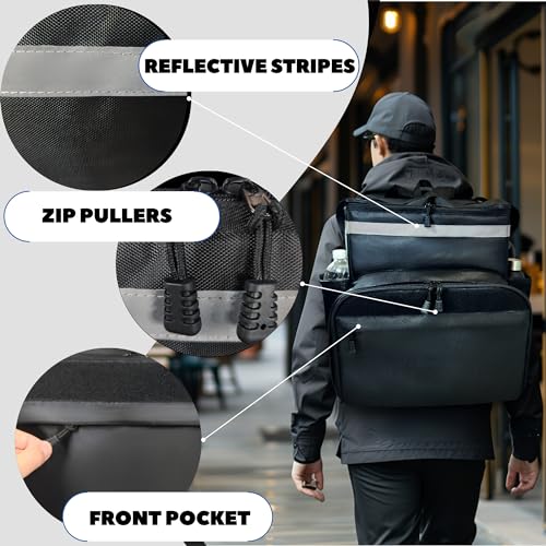 Deraby Insulated Food Delivery Backpack Made With Expandable 1680D Commercial-Grade Fabric Features Customizable Velcro Patch Area For Branding thumb #3