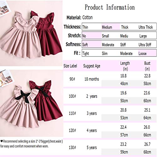 Niyage Toddler Baby Girls Cotton Tunic Dress Swing Casual Sundress (Wine Red, 90) #TOP4