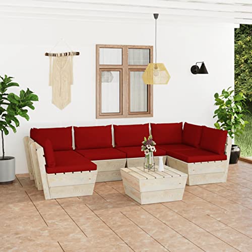 Gecheer Sofás modulares de jardín, para exterior, 2 plazas, de madera de abeto con cojines, sofá modular de jardín de exterior, sofá de 2 plazas de exterior, sofá de 2 plazas de jardín