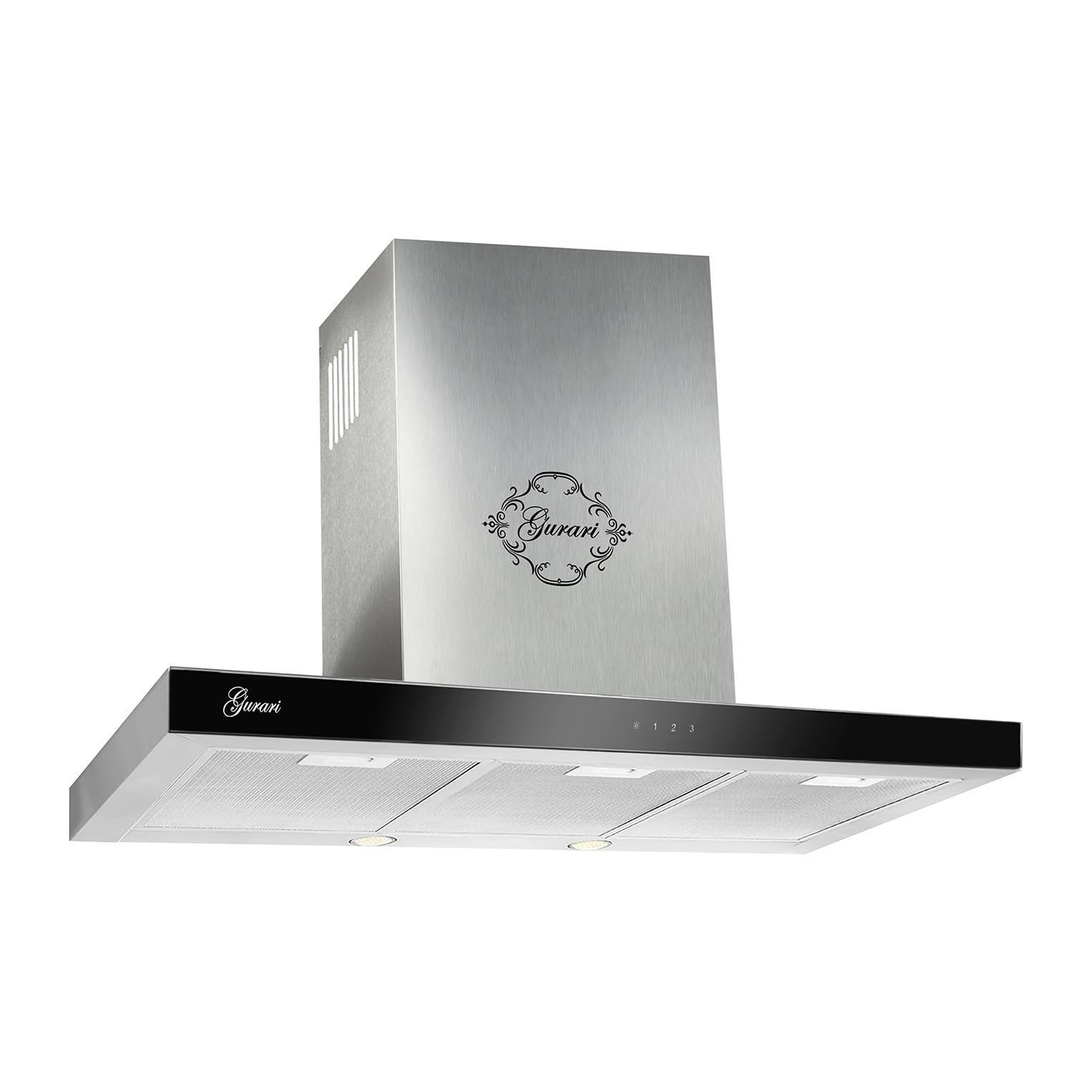 Gurari GCH F 462 IS 9 Prime Wandmontage Dunstabzugshaube 90 cm Edelstahl Glas, EEK A, Wandhaube 1000 m³/h Motor, Abzugshaube Abluft/Umluft