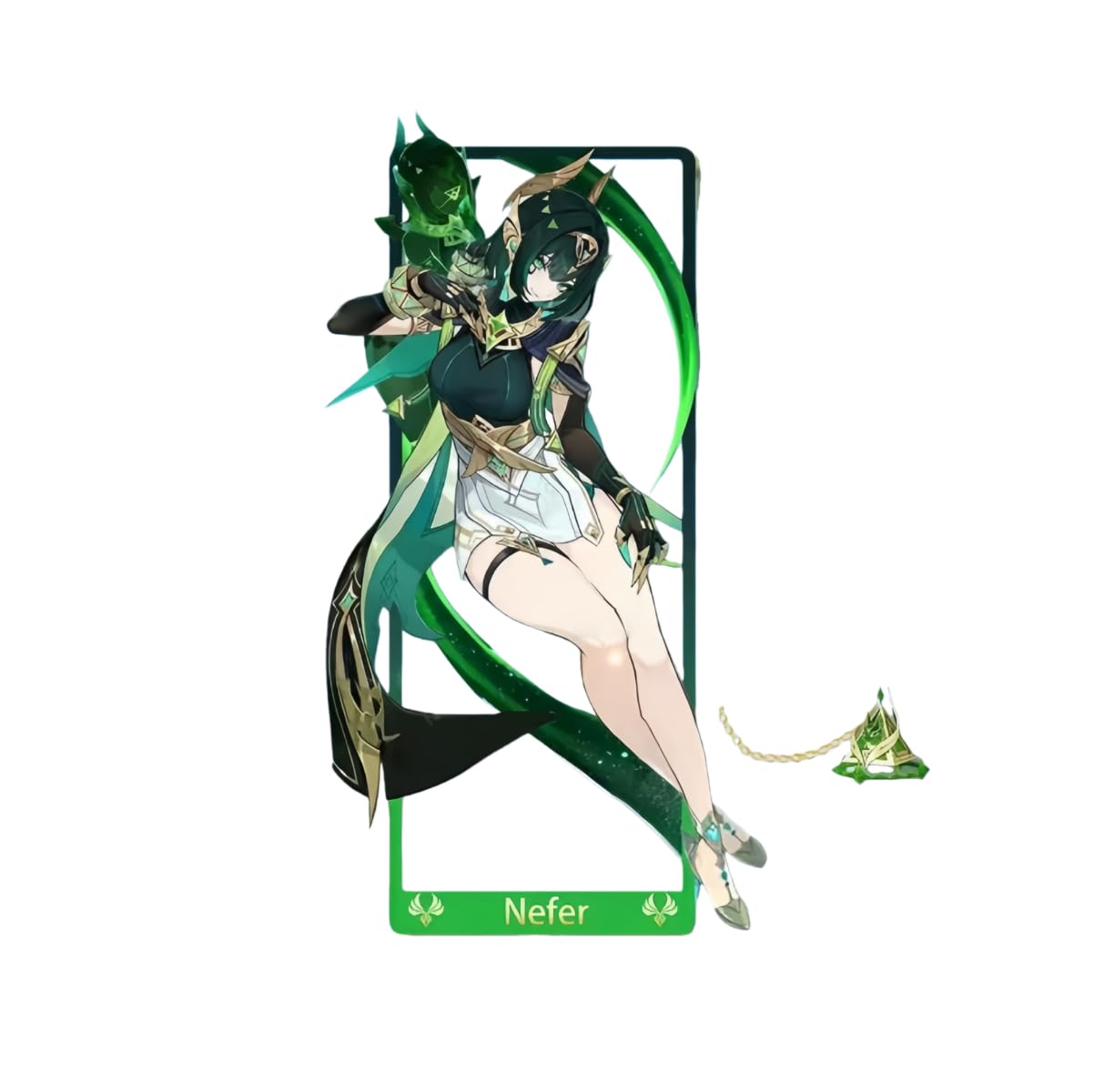 1PC Genshin Impact Natlan Characters Metal Bookmark Game Bookmark with Chain for Game Fans (Nefer)