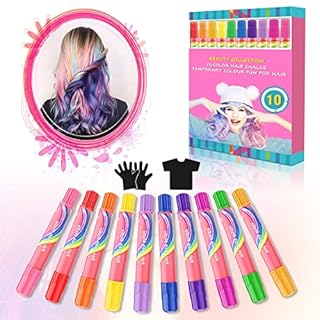 YUHENGLE Hair Chalk, Hair Colorations, 10 Colors Temporary Hair Color Pen for Girls Kids, Colorful Professional Waxy, Hair Color for Halloween Makeup, Birthday Gifts, Carnival, Party, Christmas