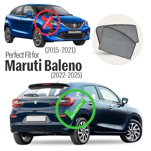 Image of Autofact Car Sunshades for Maruti Baleno (2022 to 2025), UV Protection, Useful Car Accessories, Custom fit Sun Shades for Side Windows, Set of 4