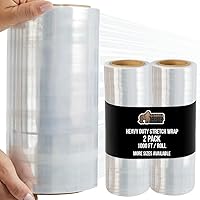 Vista 17 de GORILLA GRIP Film extensible 500% de plástico resistente, paquete de 2 rollos de envoltura retráctil de 1200 pies de 17 pulgadas, resistente a