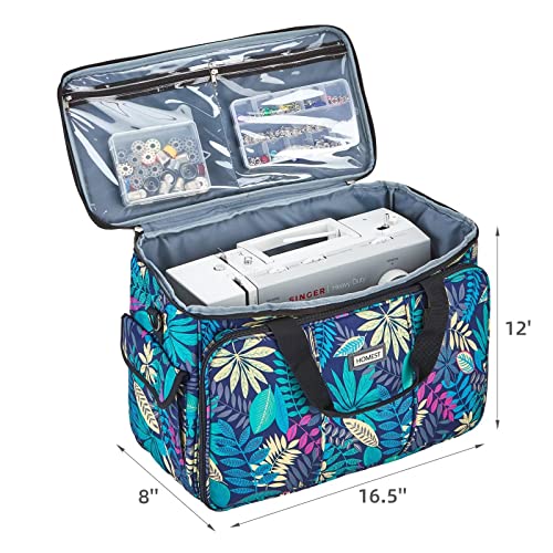 Homest Sewing Machine Carrying Case With Multiple Storage Pockets, Universal Tote Bag With Shoulder Strap Compatible With Most Standard Singer, Brother, Janome, Floral (Patent Design) #TOP3