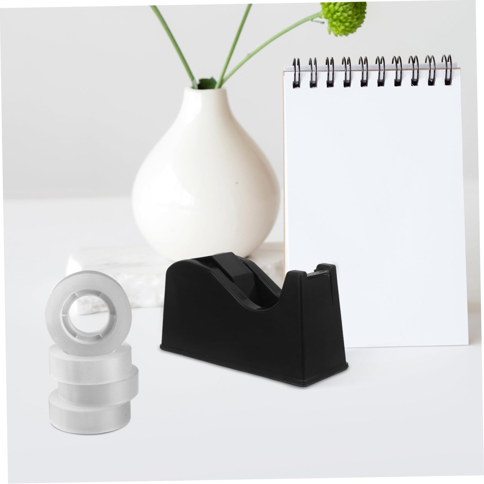 Baluue Dispenser Nastro Adesivo 2 Pezzi Nero con Base Antiscivolo per Pezzi Piccoli e Grandi per Forniture Artigianali e Ambiente Lavorativo