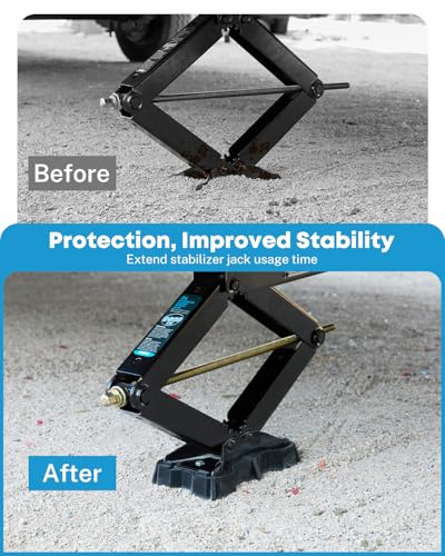 Kohree 4 Pack RV Stabilizer Jack Pads, Sturdy RV Leveling Scissor Jack Block, Stabilizer Pad Solid Rubber Protection Foot for 8.75\"-9.5\" Length RV Stabilizer Jack, Black