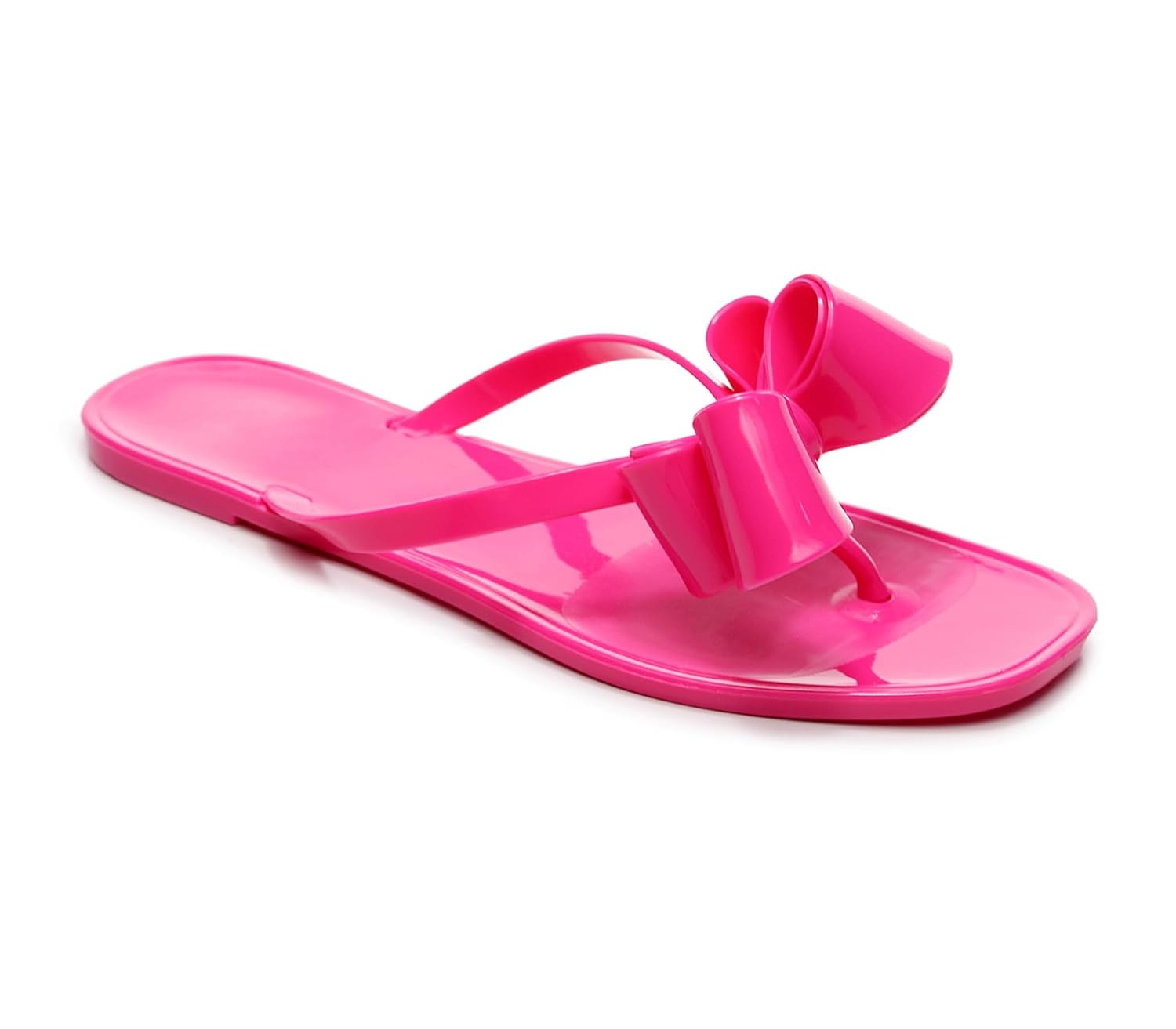 Libbook Sandálias femininas com tachas rasteiras de gelatina com laço, chinelos, tanga feminina, preta, tamanho 7, sem cadarço, para verão, praia, rebites elegantes