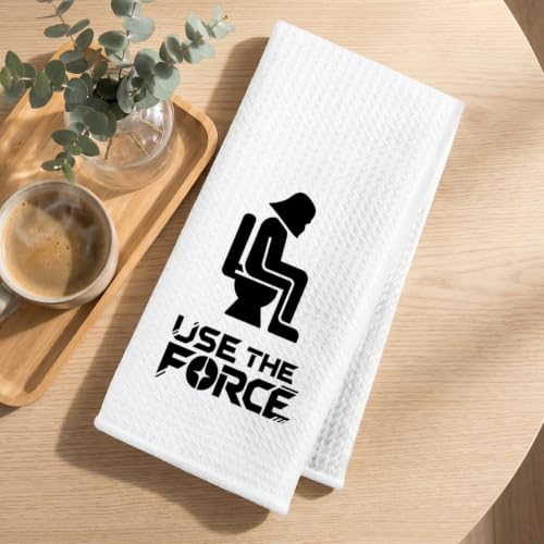 Image of Funny Flamingo Hand Towels for Bathroom, S Wars Waffle Weave Hand Towel | 2Pcs Funny Kitchen Accessories, Geek Home Kitchen Bathroom Decor, Housewarming Gifts 14x24 Inch