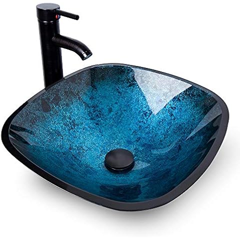 YOURLITE Blue Tempered Glass Sink Cover