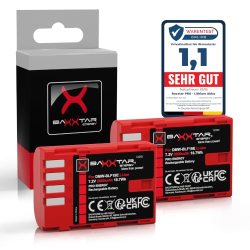Baxxtar Pro 2X Batterie pour Panasonic DMW-BLF19 BLF19E Batterie 2400mAh