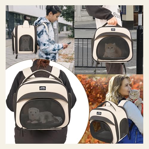 Cat-Backpack-Carrier-Breathable-Collapsible-Pet-Bag-with-Safety-Leash-for-Small-Dog-Kitten-Rabbit-Guinea-Pig-Ferret-Weighing-up-to-8-lbs-Designed-for-Travel-Hiking-Walking-and-Outdoor-Use
