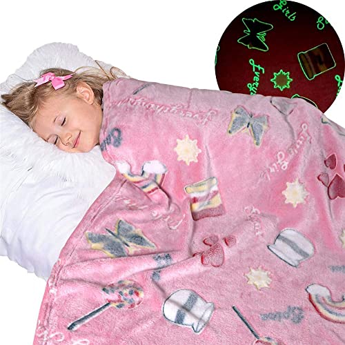 Couverture phosphorescente cadeau fille garçon plaid doux flanelle #E