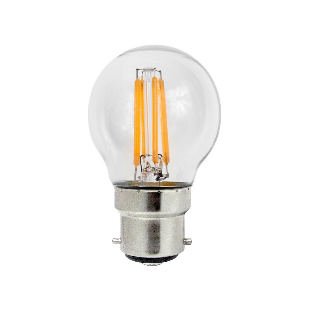 Status 4.5w = 40w = 470 lumens Filament LED - Round - BC - Clear - Warm White - 1 pk Box - in White CDU