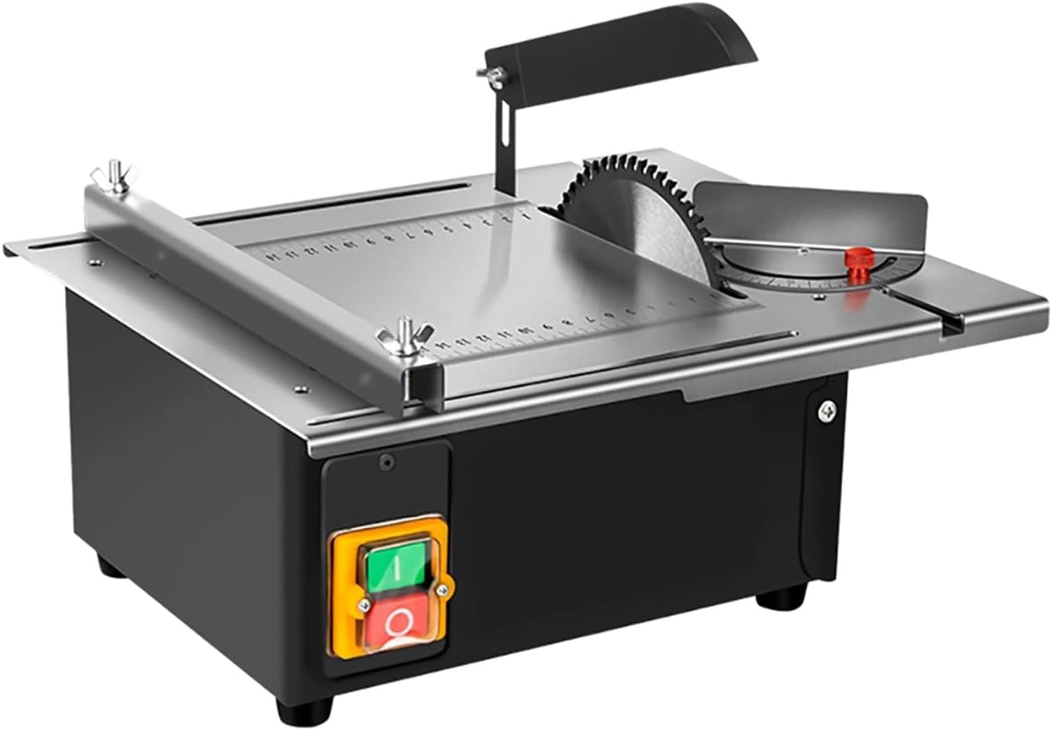 Elektryczna piła stołowa do obróbki drewna, regulowany kąt, blat ze stali nierdzewnej 340 mm x 280 mm, idealna do projektów stolarskich, precyzyjne narzędzie tnące