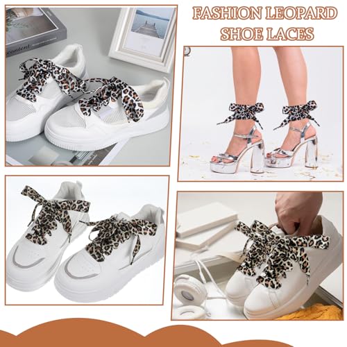 4Pcs Fashion Leopard Print Shoelaces Ribbon Shoe Laces Satin Shoe Laces for Womens Sneakers 2CM Wide3