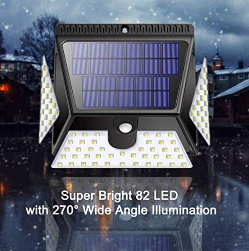 ZXM Lumière Solaire extérieure, 82 Lampes solaires à capteur de Mouvement Éclairage Solaire étanche Lumière Solaire Super Brillante 270 °, Lampes solaires 2000mAh pour Jardin, Patio