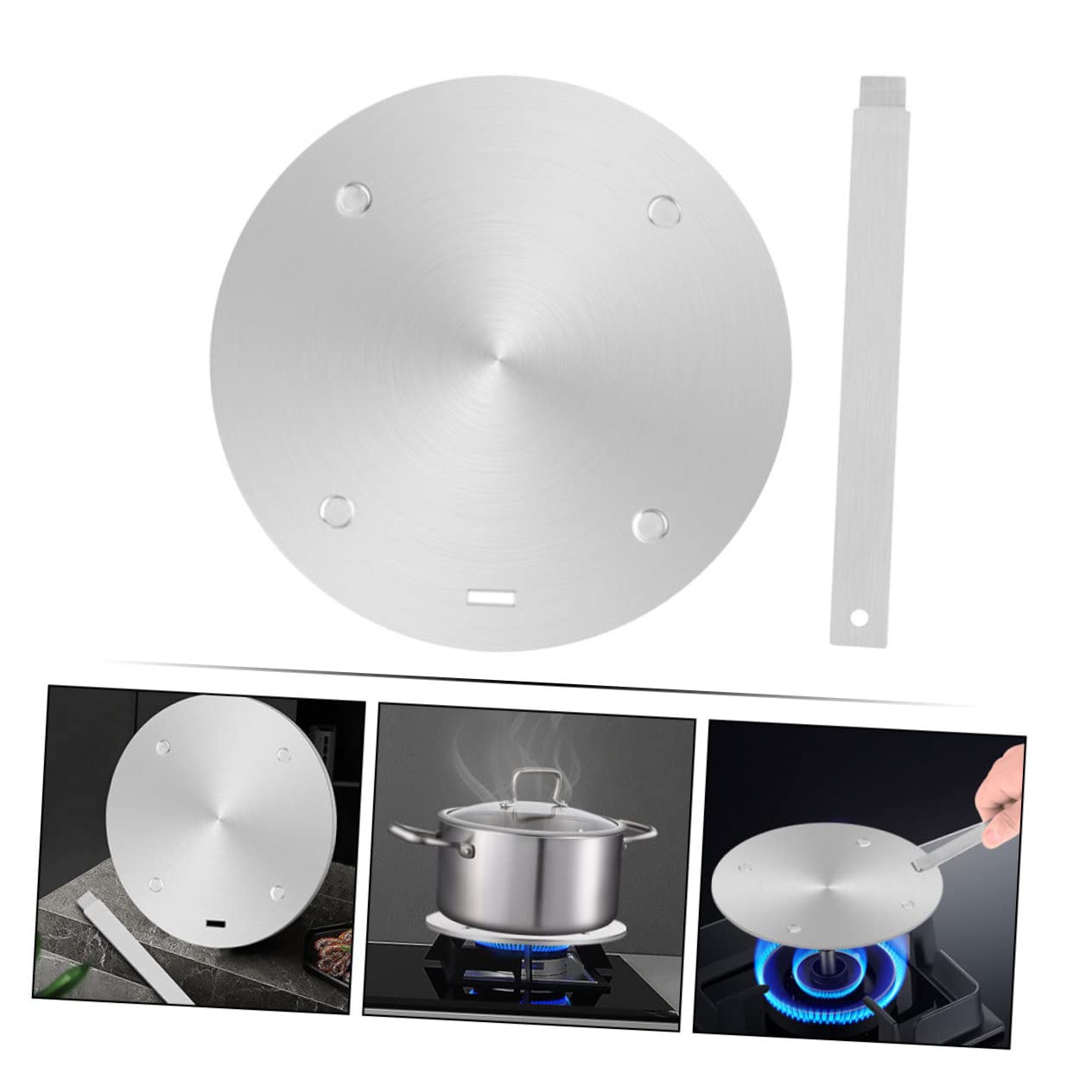 Adaptador Difusor de Calor para Cocina de Inducción en Acero Inoxidable Plata, Resistente y Fácil de Limpiar, Adecuado para Estufa de Gas y Utensilios de Cocina