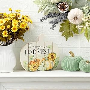 Glitzhome 9" H Thanksgiving Wooden Table Signs Decor Fall Happy Harvest Pumpkin Signs for Tabletop Farmhouse Thanksgiving Wood Blocks Thanksgiving Pumpkin Centerpiece Signs with Hang Hole Wall Decor Glitzhome 9 H Thanksgiving Wooden Table Signs Decor Fall Happy Harvest Pumpkin Signs for Tabletop Farmhouse Thanksgiving Wood Blocks Thanksgiving Pumpkin Centerpiece Signs with Hang Hole Wall Decor