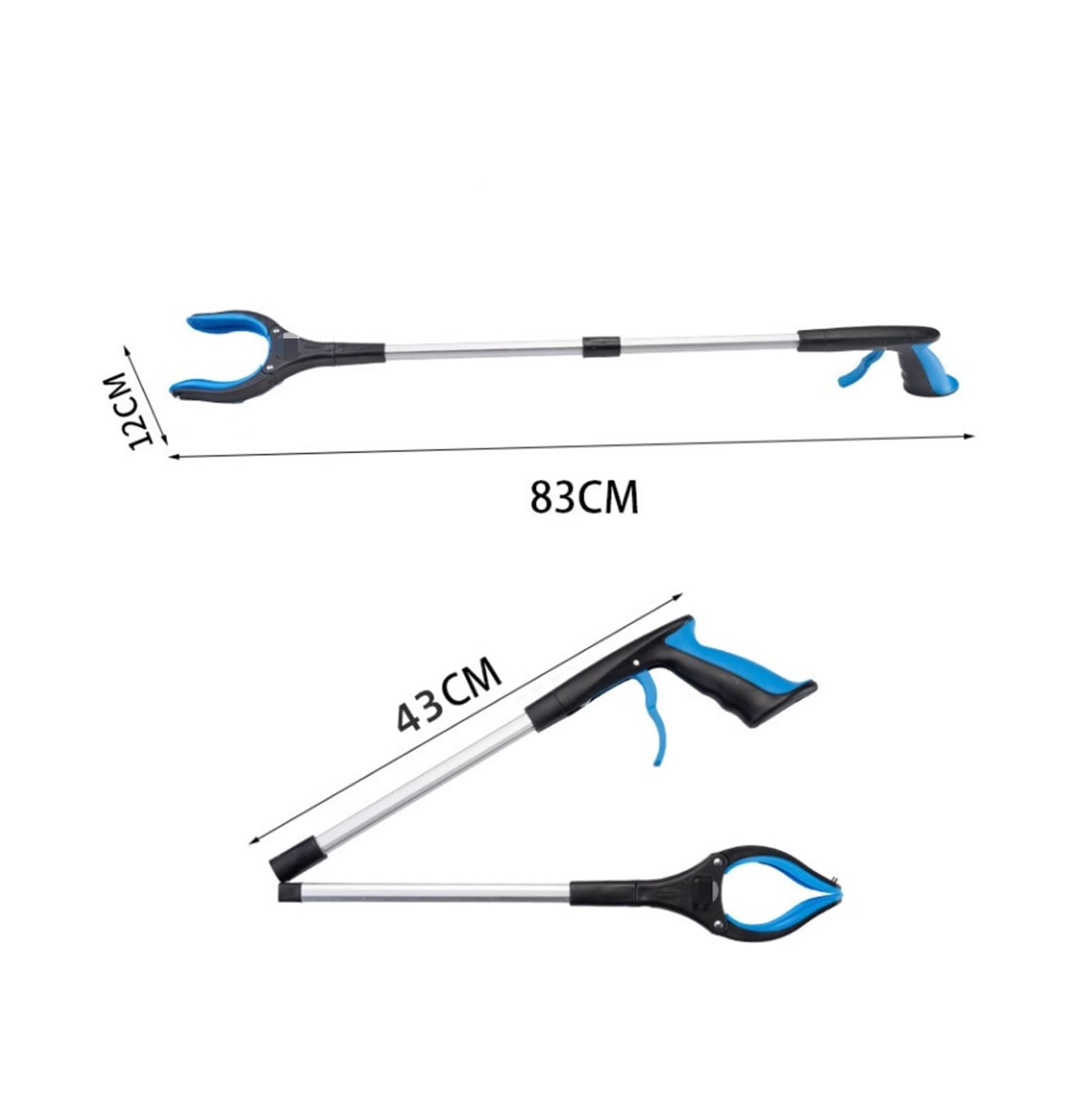 Reacher Langstieliger Picker, Faltbarer, Rotierender Greifer, Reacher, Greifwerkzeug, Angel-Müllsammler Müllgreifer(Blue)