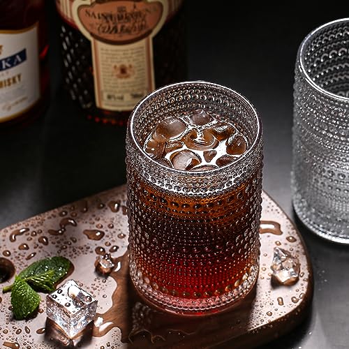 Amzcku Vintage Highball Drinking Glass Set of 12 - Kitchen Glasses Cup for Water, Cocktail, Milk, Juice and Beverage - Thumbnail 6