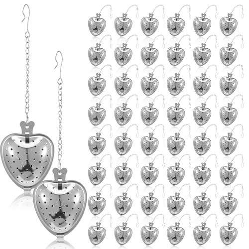 50pcs Heart Shaped Tea Strainers for Loose Tea Filter, Stainless