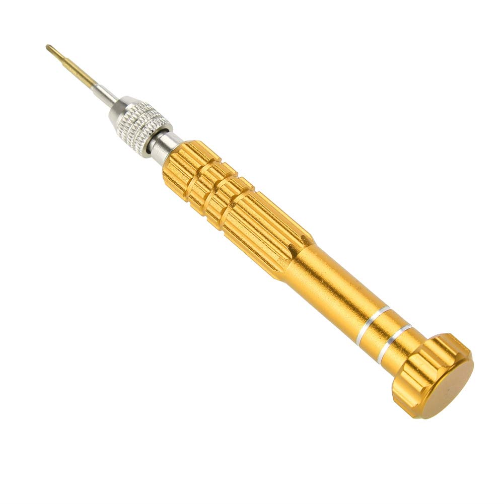 Juego de Destornilladores de Precisión, Destornillador de Acero al Cromo Vanadio con 5 Puntas, T5, T6, Cruce, Ranurado, Pentáculo para Anteojos, Gafas de Sol, Reloj, Teléfono(gold)