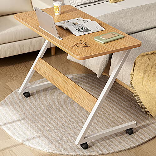 Mesa auxiliar en forma de Z para estudio y lectura en el salón con ruedas incorporadas