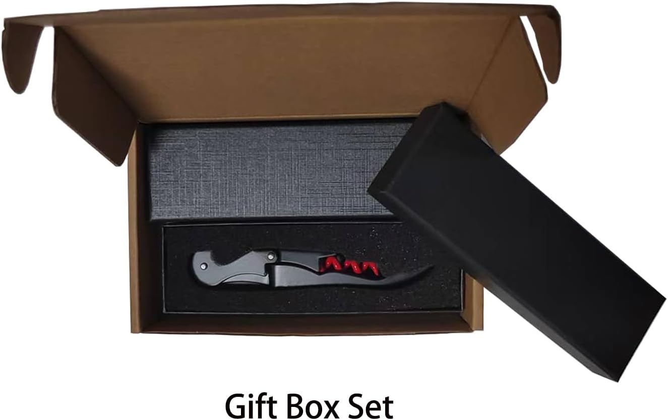 Wine Opener Waiter Corkscrew, Professional Wine Key for Servers, Bartender with Foil Cutter, Manual Wine Bottle Opener Double Hinged (20, Black)