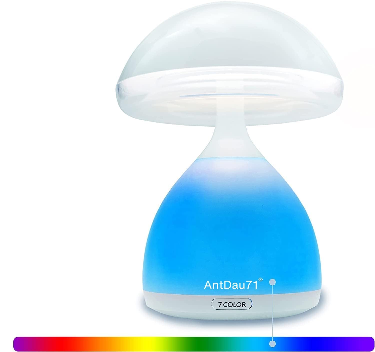 Lámpara LED táctil de 7 colores regulable multicolor luz seta recargable de mesita de noche para dormitorio de niños oficina tienda dormitorio cromoterapia cambio de color CW813