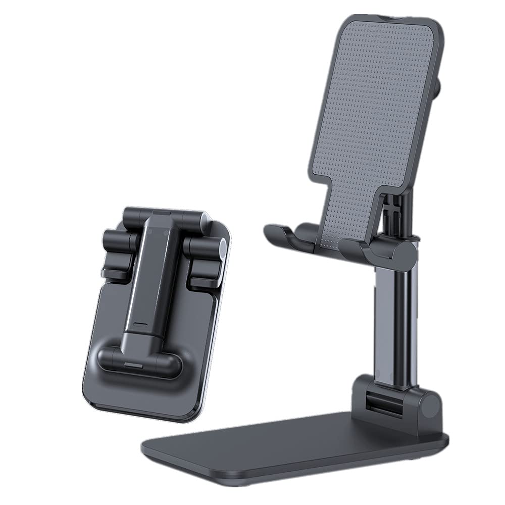 TukcherryCell Phone Stand, Angle Height Adjustable Foldable Phone Stand for Desk, iPhone Stand compatible with All Mobile Phones, iPhone, Switch, Kindle, iPad, Tablet(4-10in) (black)