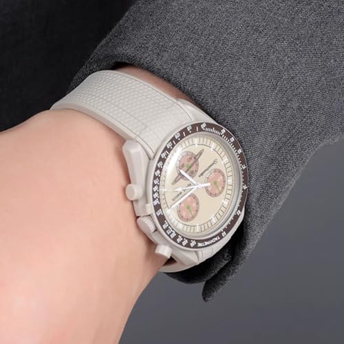Image of Silicone Rubber Bands for Omega X Swatch Moonswatch Watch Strap 20mm Curved End Weave Style Premium Silicone Rubber Replacement Strap Women Men,for Omega Swatch Moonswatch Speedmaster