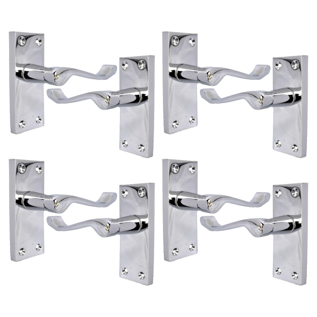 Haven Heritage Victorian Scroll Lever Set – Polished Chrome Finish – Backplate Design 118mm x 42mm – Interior Use – Multipack of 4 Sets