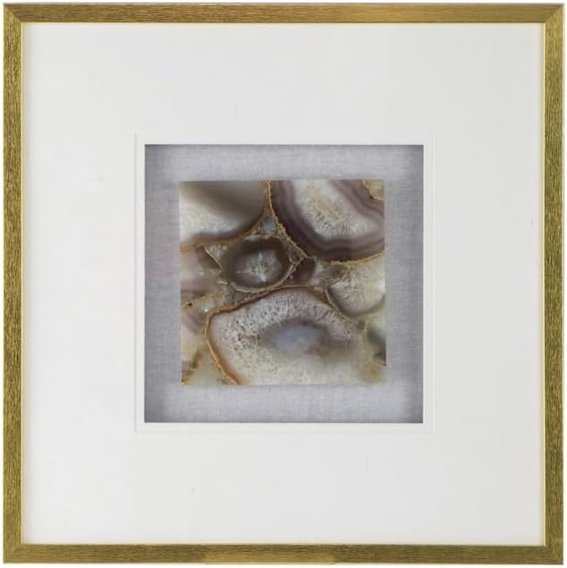 Maykoosh Agate Shadow Box Wall Art - 23.5" x 23.5" - Brown, Grey & Gold Tones