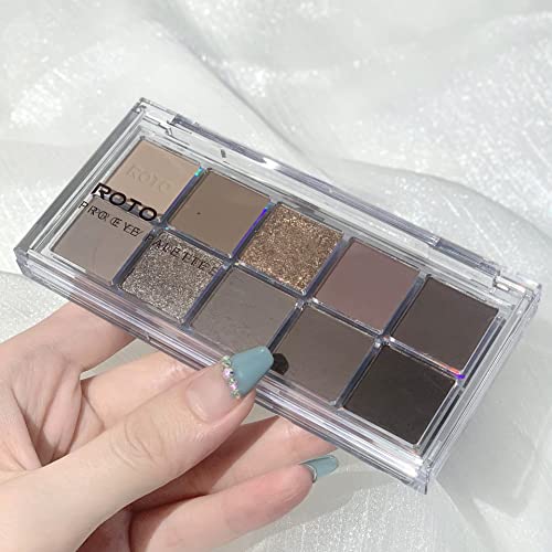 Karnar Dark Brown Gray Glitter Shimmer Eye Eyeshadow Makeup Palette Pallet, 10 Colors Cool Toned Matte Glitter Eyeshadow Palette Makeup For Eye Shadow Palette Plattet(06) #TOP5