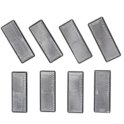 Eacalyc Catadioptres Adhésif Blanc, Catadioptre Rectangulaire pour Remorque Arrière Réflecteur Rectangulaire de Sécurité Coller sur pour Caravane Camion ou Machines Agricoles Paquet de 8 Cover