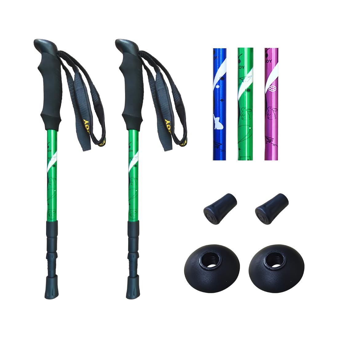 Yourjoy Hiking Trekking Poles, 2 Pack Anti Shock, Adjustable, Collapsible Hiking Poles for Trekking or Walking, Lightweight Aluminum Sticks for Children, Men and Women, Backpacking, Camping