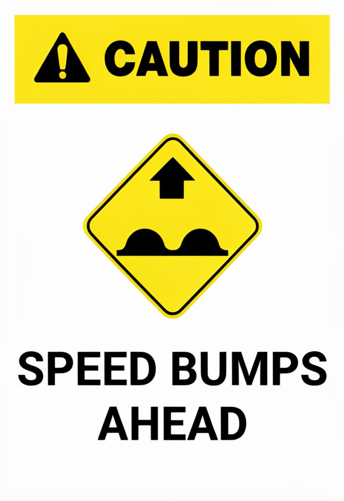 peiyeety Caution Speed Bumps Ahead Tin Sign 12x8 Inch, Yellow & Black Metal Warning Plaque, High-Visibility Safety Notice Wall Decor for Garage, Driveway, Parking Lot, Workshop, Man Cave Gift